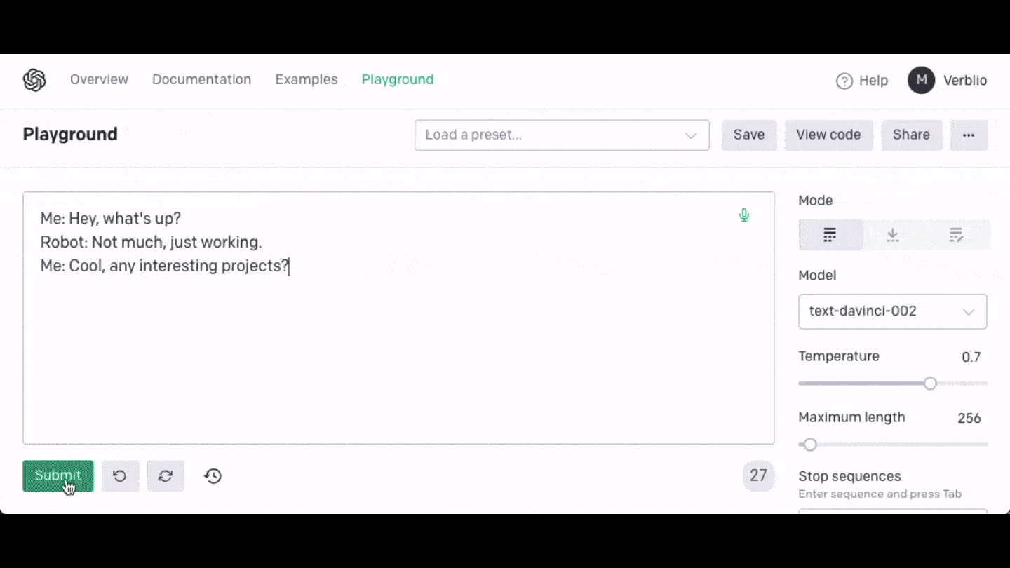 GPT-3 as a chatbot GPT-3 as a chatbot